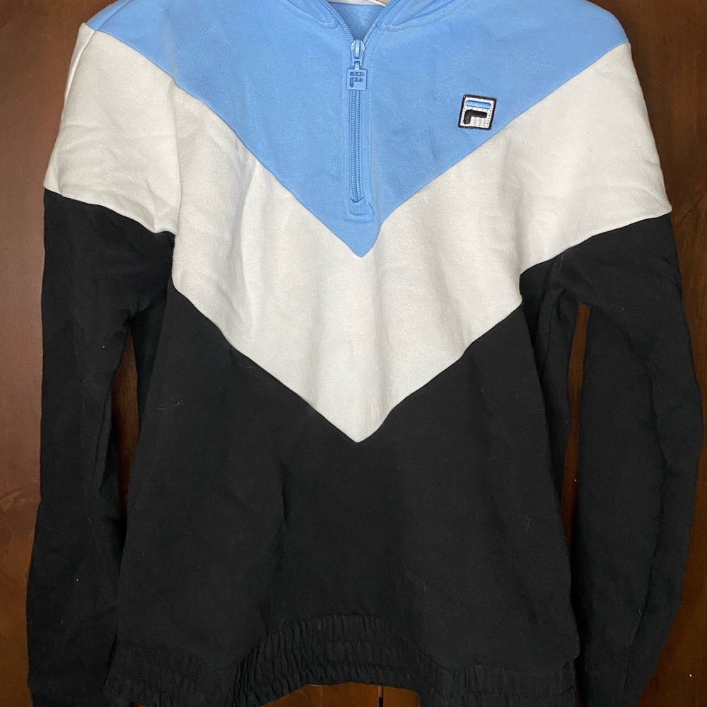 Blue, black, and white Fila quarter zip size small!